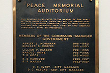 Original Peace Memorial dedication plaque.  Image courtesy of Julee Thomas.
