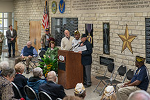 American Legion presenting donation check during dedication. Image courtesy of Tom Parish.