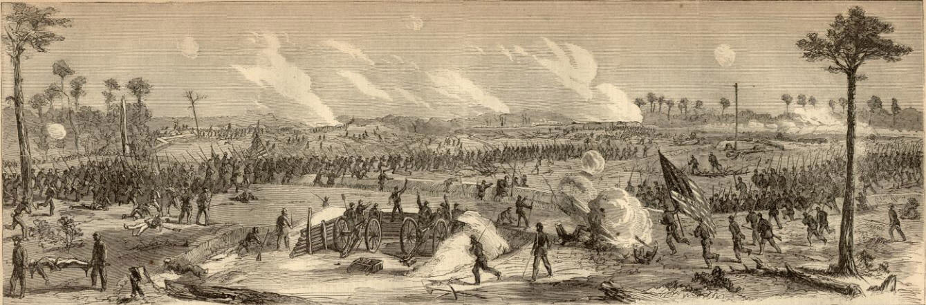 Depiction of the Battle for Fort Blakely, Alabama where Callahan captured the flag.