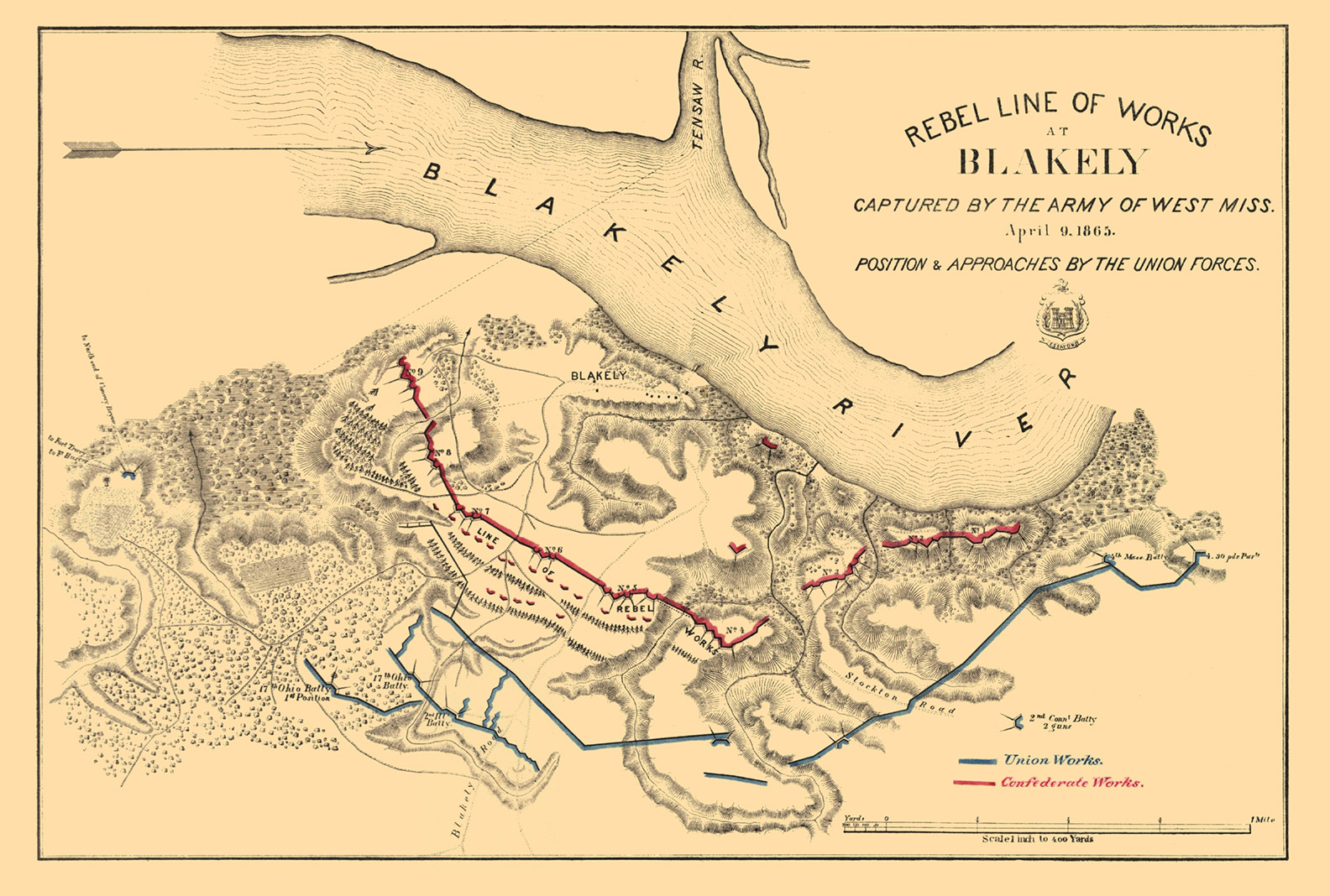 Map of the Battle line at Fort Blakely.