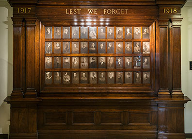 WWI Memorial Wall, Myers Hall, K-State campus.