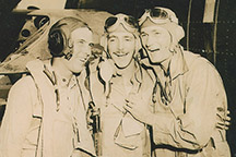 Bus (left) with friends from his Marine fighter squadron.