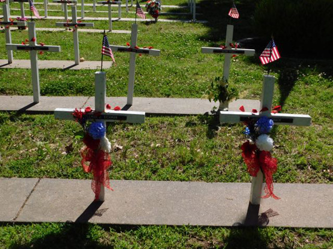 Eichman and Srack's markers at the Gold Star Mothers Memorial, Sunset Cemetary.