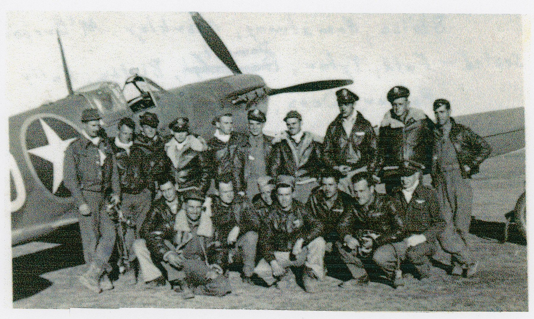 Jimmy Dougherty (Seated 3rd from left) with group of fellow Spitfire pilot of the 52d Fighter Squadron. Courtesy of the Dougherty Family.