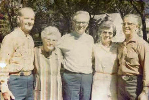 The Auchenbachs: (left to right) Clyde, Irene (mother), Frank, Maxine and Dewain.