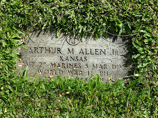 Arthur Allen's grave marker at National Memorial Cemetery of the Pacific, Honolulu, HI.