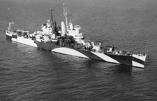 Destroyer, U.S.S. Houston. Elmer and his brother were both on board when it was sunk by torpedo (Source Wiki-commons)..