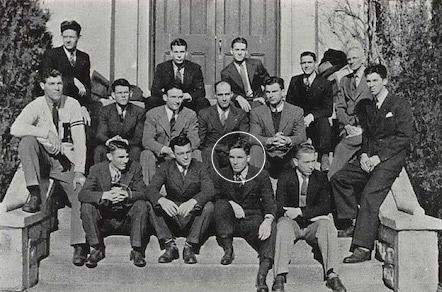 Hugos (circled) with fellow members of the Phi Epsilon Kappa Fraternity at K-State, 1942 Royal Purple.