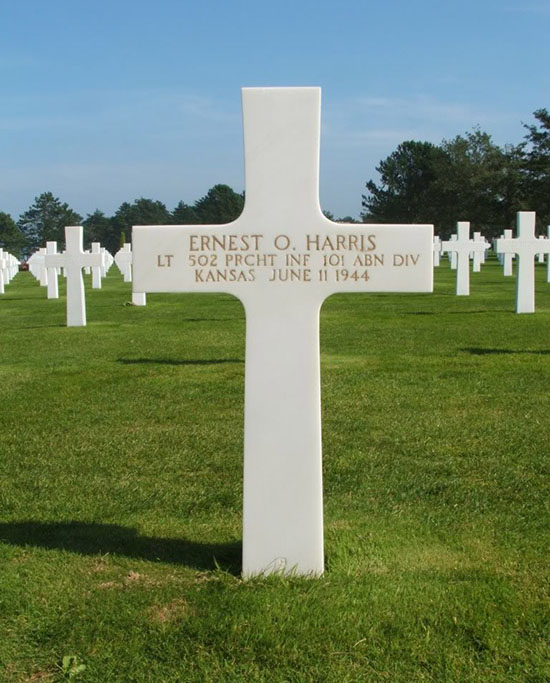 Ernest Harris Grave at Colleville-Sur-Mer Cemetery.