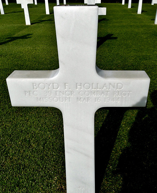 Boyd Holland's final resting place at the Sicily-Rome American Memorial Cemetary, Nettuno, Italy.