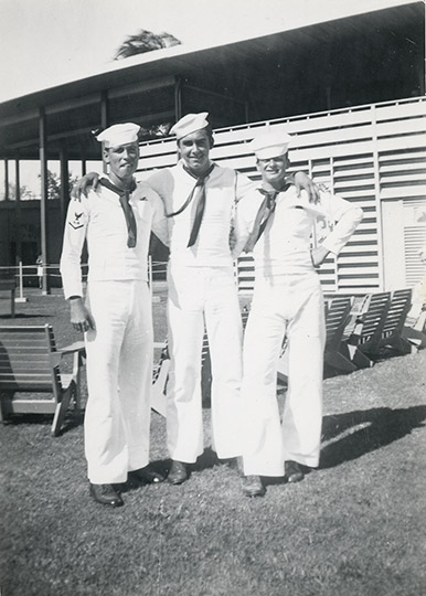 Jim Isles (center) with fellow sailors, Honululu, HI. Courtesy Jim Iles.