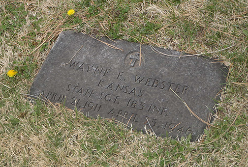Wayne Webster's grave marker at Sunset Cemetery, Manhattan, Kansas.