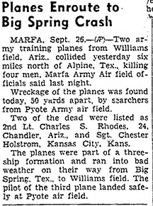 Holstrom’s death reported in the ManhattanMercury, September 26, 1944.