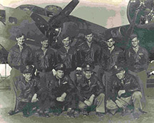 Lt. Payne (kneeling, far left) and the crew of the B-17G - Boomerang Barbara.