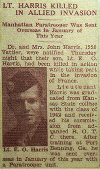 Harris Obituary in Manhattan Mercury.